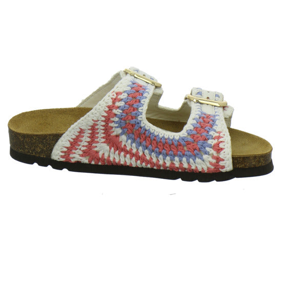 Scholl Noelle Crochet Pantoletten Weiß-kombi