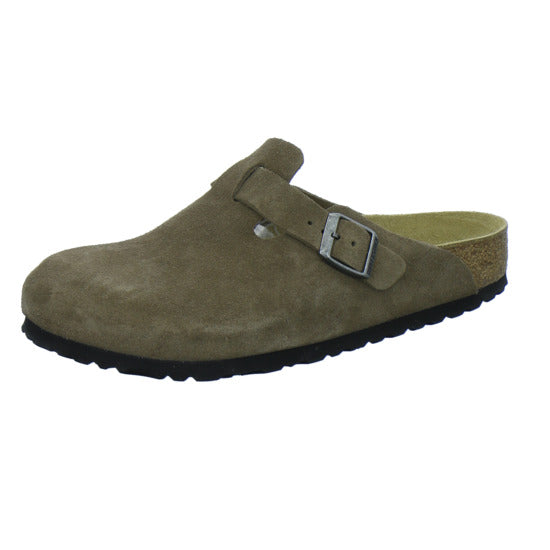 Birkenstock Pantoletten Damen Boston Velour Hellbraun