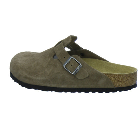 Birkenstock Pantoletten Damen Boston Velour Hellbraun