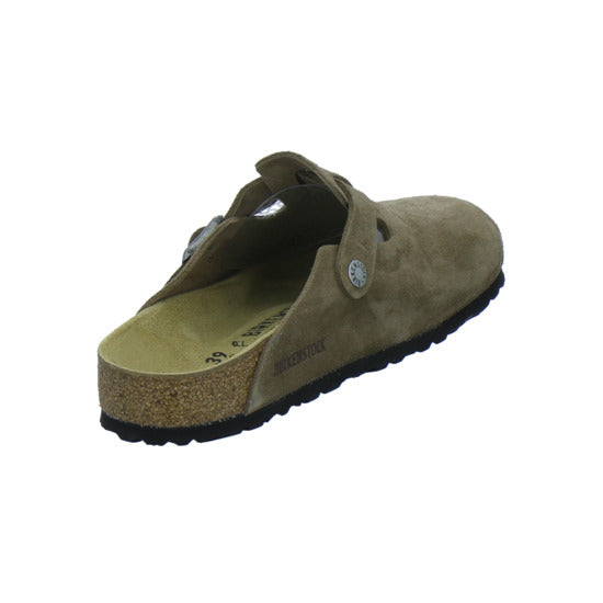 Birkenstock Pantoletten Damen Boston Velour Hellbraun