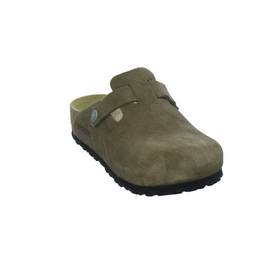 Birkenstock Pantoletten Damen Boston Velour Hellbraun