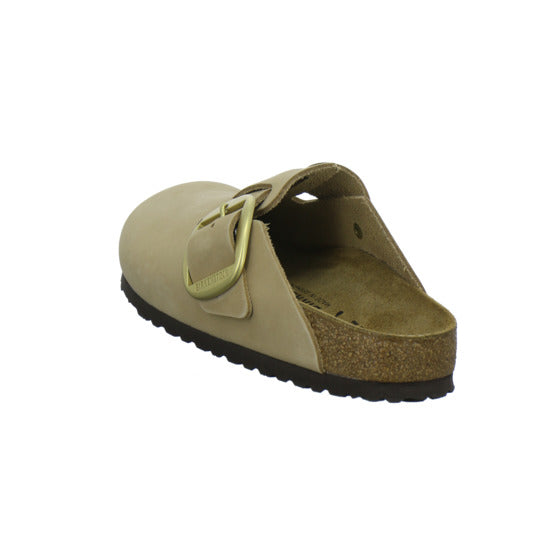 Birkenstock Boston Big Buckle Pantoletten Beige - 360° Ansicht