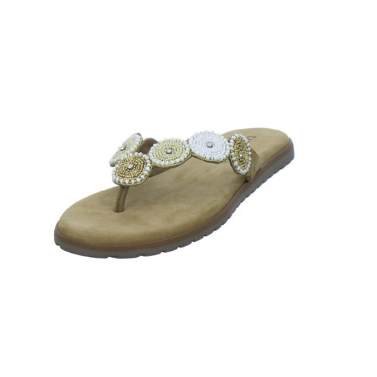 Lazamani Pantoletten Damen Beige-kombi