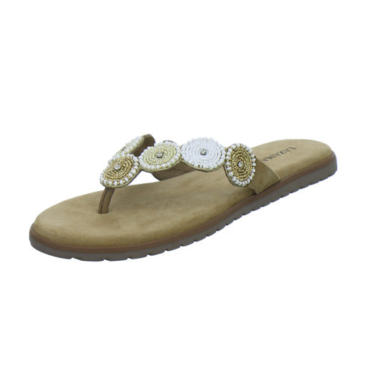 Lazamani Pantoletten Damen Beige-kombi