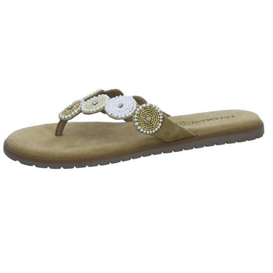 Lazamani Pantoletten Damen Beige-kombi