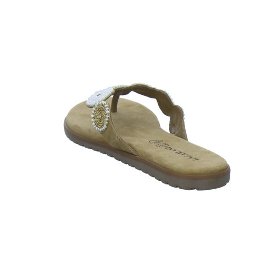 Lazamani Pantoletten Damen Beige-kombi