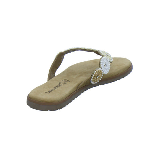Lazamani Pantoletten Damen Beige-kombi