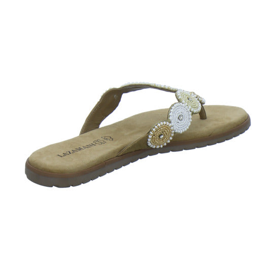 Lazamani Pantoletten Damen Beige-kombi