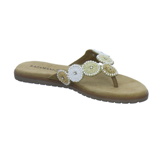Lazamani Pantoletten Damen Beige-kombi