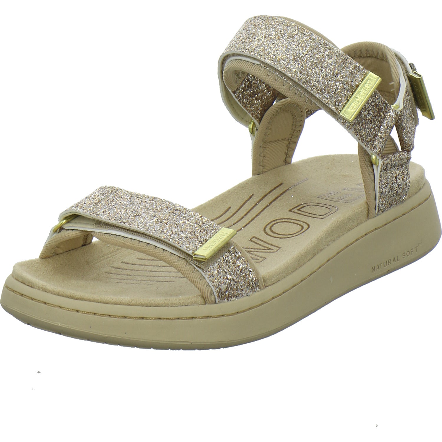 Woden Line Glitter Sandaletten Bronze