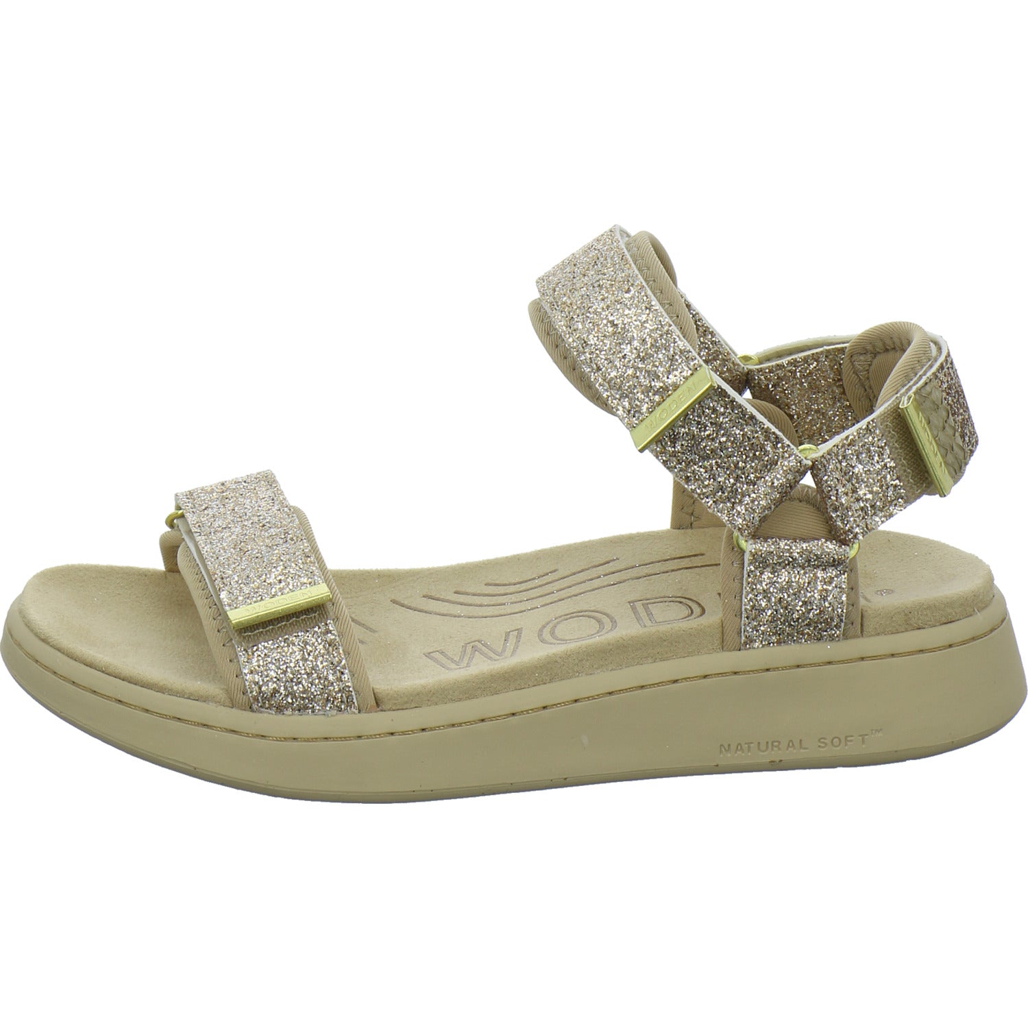 Woden Line Glitter Sandaletten Bronze