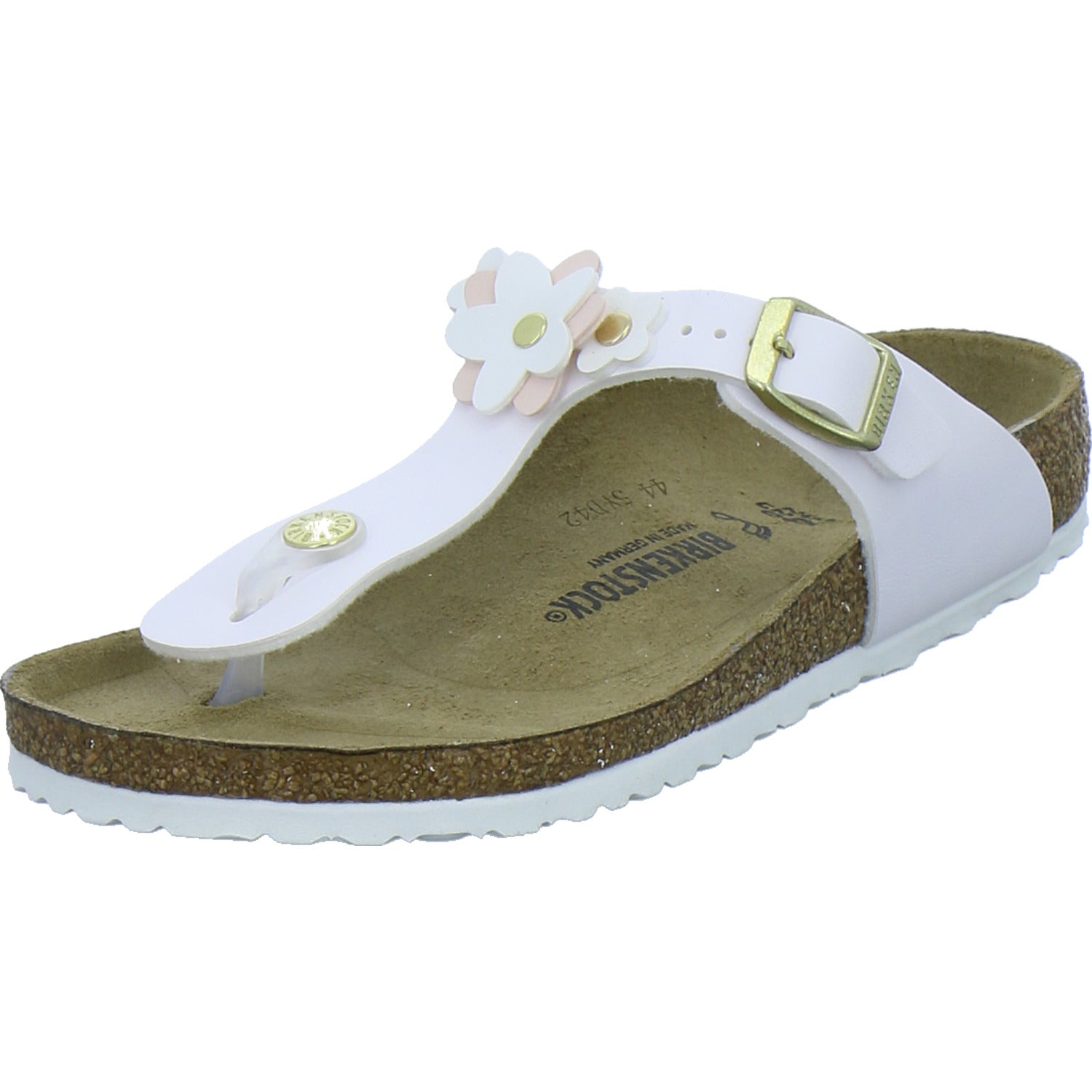 Birkenstock Pantoletten Unisex - Kinder Gizeh Flowers Kids Weiß