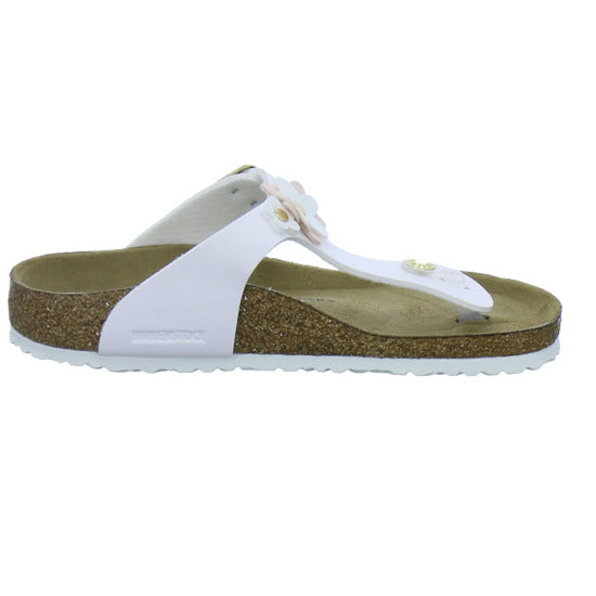 Birkenstock Pantoletten Unisex - Kinder Gizeh Flowers Kids Weiß