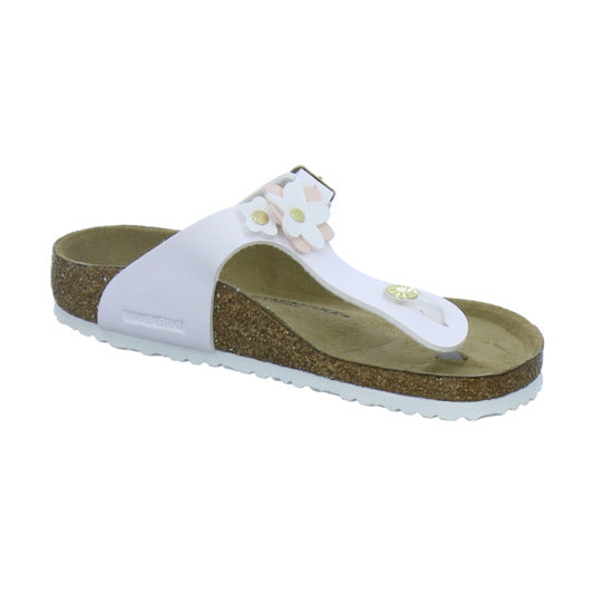 Birkenstock Pantoletten Unisex - Kinder Gizeh Flowers Kids Weiß