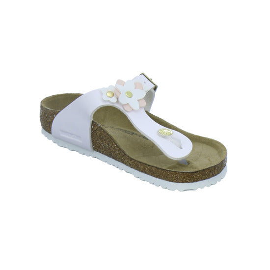 Birkenstock Pantoletten Unisex - Kinder Gizeh Flowers Kids Weiß