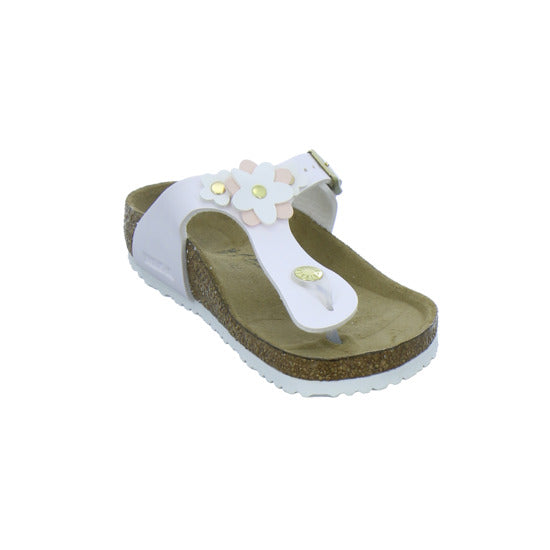 Birkenstock Pantoletten Unisex - Kinder Gizeh Flowers Kids Weiß