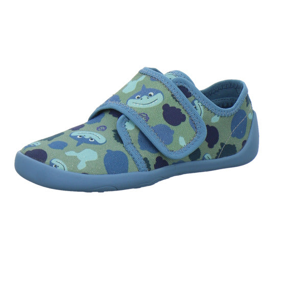 Affenzahn Hausschuhe Kinder Unisex - Kinder Baumwolle Movy Blau-kombi