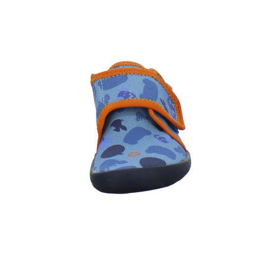 Affenzahn Baumwolle Movy Hausschuhe Kinder Blau-kombi