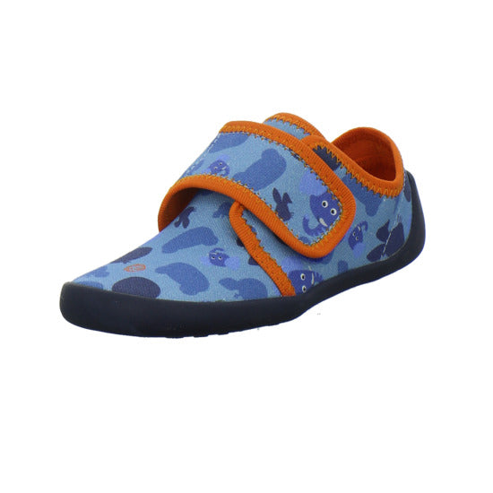 Affenzahn Baumwolle Movy Hausschuhe Kinder Blau-kombi