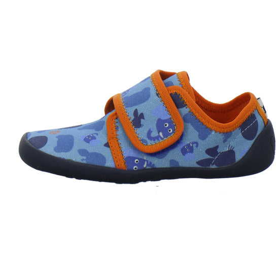 Affenzahn Baumwolle Movy Hausschuhe Kinder Blau-kombi