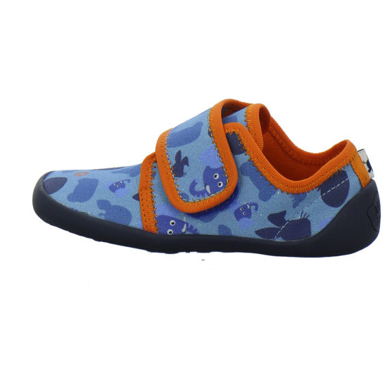Affenzahn Baumwolle Movy Hausschuhe Kinder Blau-kombi
