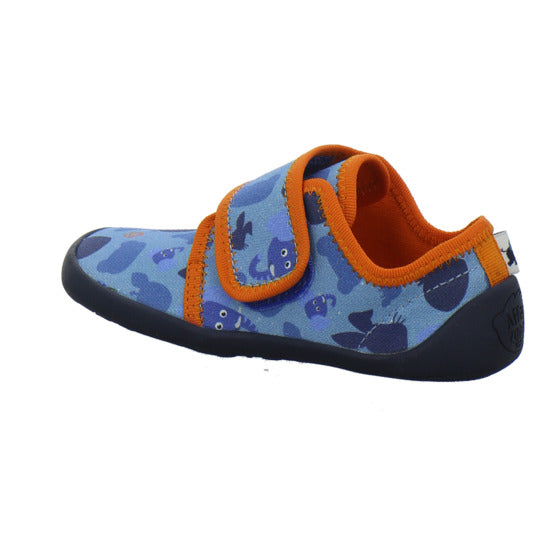 Affenzahn Baumwolle Movy Hausschuhe Kinder Blau-kombi