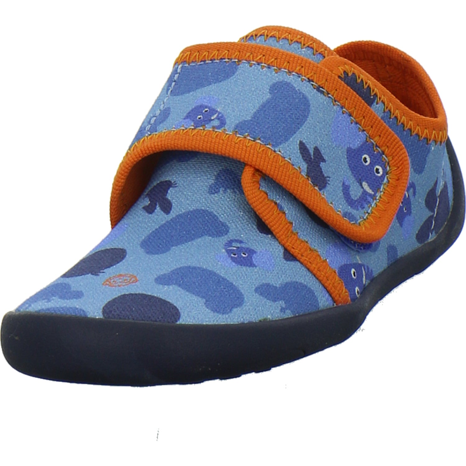 Affenzahn Baumwolle Movy Hausschuhe Kinder Blau-kombi