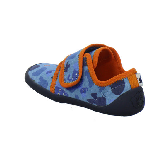 Affenzahn Baumwolle Movy Hausschuhe Kinder Blau-kombi