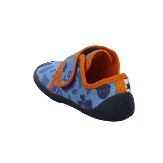 Affenzahn Baumwolle Movy Hausschuhe Kinder Blau-kombi
