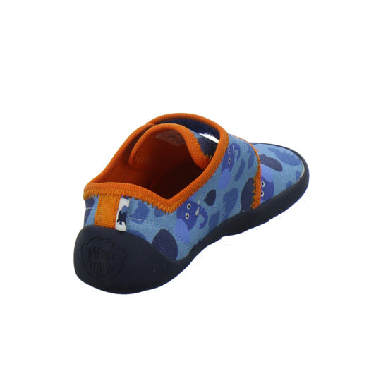 Affenzahn Baumwolle Movy Hausschuhe Kinder Blau-kombi