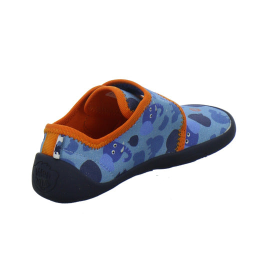 Affenzahn Baumwolle Movy Hausschuhe Kinder Blau-kombi