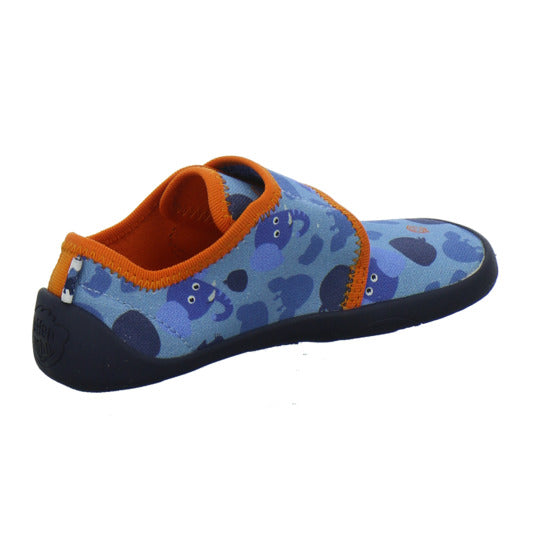 Affenzahn Baumwolle Movy Hausschuhe Kinder Blau-kombi
