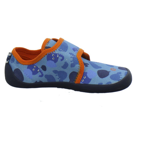 Affenzahn Baumwolle Movy Hausschuhe Kinder Blau-kombi