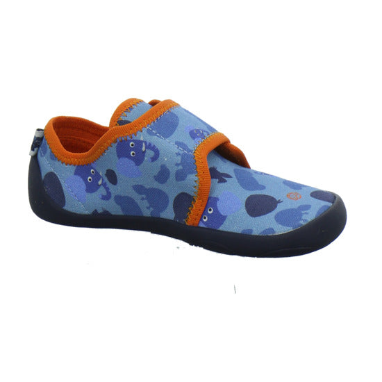 Affenzahn Baumwolle Movy Hausschuhe Kinder Blau-kombi